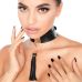 Нашийник широкий з підвіскою пензликом чорно золотистий Kinky Diva Collar Me!