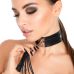 Нашийник широкий з підвіскою пензликом чорно-сріблястий Kinky Diva Collar Me!