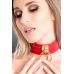 Еротичний червоний нашийник для ігор БДСМ із золотистим кільцем Kinky Diva