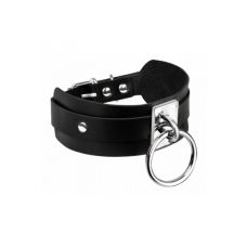 Ошейник широкий черный с серебристым кольцом Kinky Diva Collar Me 
