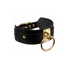 Ошейник широкий черный с золотистым кольцом Kinky Diva Collar Me