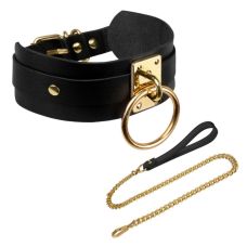 Ошейник с поводком черный с золотистой фурнитурой Kinky Diva Collar Me 
