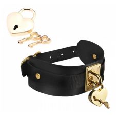 Ошейник широкий черный с золотистым замочком и ключиком Kinky Diva Collar Me!