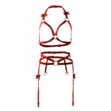 Портупея на все тело с бантиками из искусственной кожи черного цвета Candy Hero модель kit17 Размер One Size