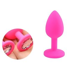 Силіконова анальна пробка із кристалом рожевого кольору SKN KSIL 03S розмір S