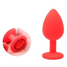Силіконова анальна пробка із кристалом червоного кольору SKN KSIL 24M розмір M