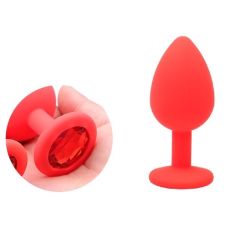 Силіконова анальна пробка із кристалом червоного кольору SKN KSIL 24S розмір S