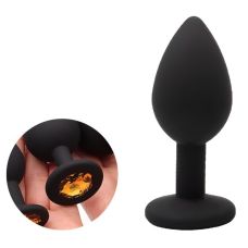 Силіконова анальна пробка із кристалом чорного кольору SKN KSIL 25M розмір M