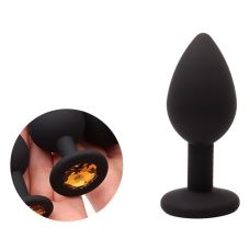 Силіконова анальна пробка із кристалом чорного кольору SKN KSIL 25S розмір S