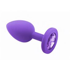 Силіконова анальна пробка із кристалом фіолетового кольору SKN KSIL 26M розмір M