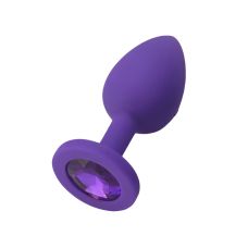 Силіконова анальна пробка фіолетового кольору з фіолетовим кристалом SKN розмір S