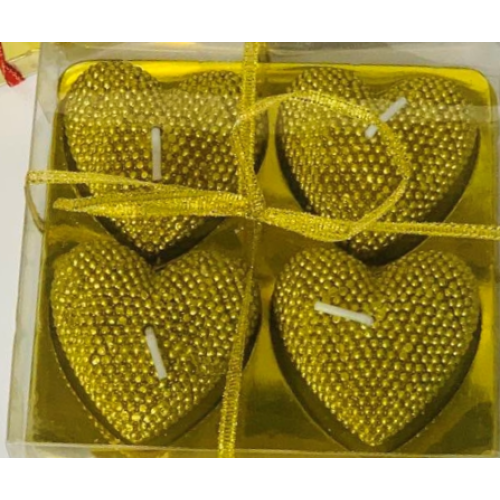 Свечи в виде сердечек Heart в наборе 4 шт цвет золото