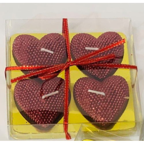 Свечи в виде сердечек Heart в наборе 4 шт цвет бордовый