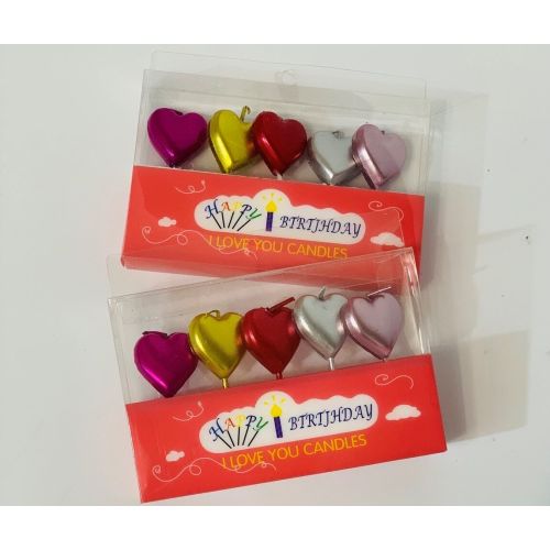 Свечи для торта в виде сердечек Heart в наборе 5 шт цвет ассорти