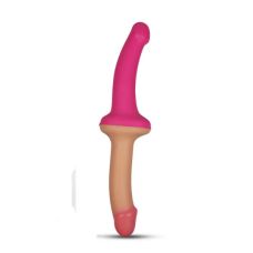 Страпон двойной безременной реалистичный силиконовый телесного и розового цвета Lovetoy  Flesh Pink