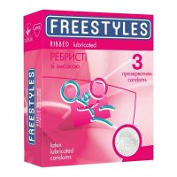 Презервативы со смазкой и ребристостью прозрачного цвета Freestyles 3 штуки