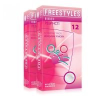 Презервативы со смазкой и ребристостью прозрачного цвета Freestyles 12 штук 