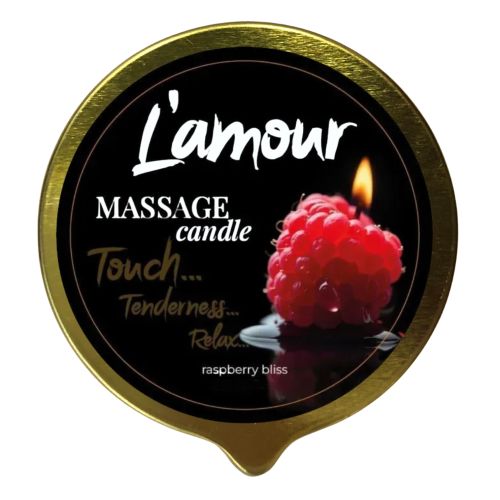 Массажная свеча золотая с ароматом малинового блаженства L'amour Raspberry Bliss 70 мл