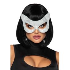 Эротическая костюмная маска для глаз с искусственными стразами серебристого цвета Leg Avenue 