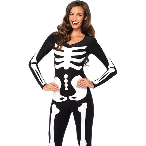 Костюм скелета для ролевых игр черно белого цвета Leg Avenue Womens Skeleton Bodysuit Halloween