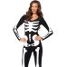 Костюм скелета для ролевых игр черно белого цвета Leg Avenue Womens Skeleton Bodysuit Halloween