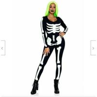 Костюм скелета для рольових ігор чорно білого кольору Leg Avenue Womens Skeleton Bodysuit Halloween