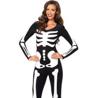 Костюм скелета для рольових ігор чорно білого кольору Leg Avenue Womens Skeleton Bodysuit Halloween розмір S