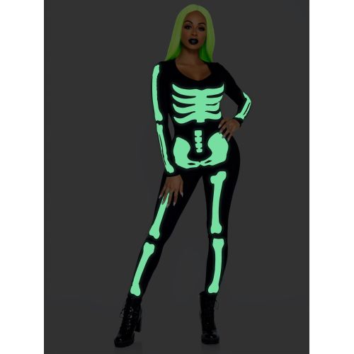 Костюм скелета для ролевых игр черно белого цвета Leg Avenue Womens Skeleton Bodysuit Halloween размер S