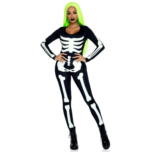 Костюм скелета для ролевых игр черно белого цвета Leg Avenue Womens Skeleton Bodysuit Halloween размер S
