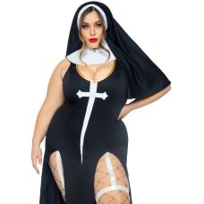 Костюм черниці чорно білого кольору Leg Avenue Sultry Sinner 3 предмети розміри 1X 2X