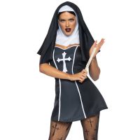 Костюм монашки черного цвета Leg Avenue Naughty Nun 2 предмета размер М 