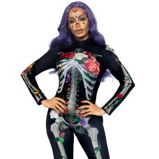 Бодістокінг скелет жіночий чорного кольору з квітковим принтом Leg Avenue розмір S
