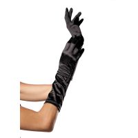 Атласные перчатки черного цвета Leg Avenue Elbow Length Satin Gloves размеры Оne size S