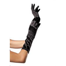 Атласні рукавички чорного кольору Leg Avenue Elbow Length Satin Gloves розміри Оne size S
