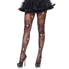 Колготки із цукровим черепом у сітку чорного кольору Leg Avenue розміри 1X 2X