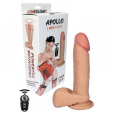Вібратор  великий реалістичний на присосці з ротацією з кібершкіри тілесного кольору з пультом ДК Loveclonex Apollo