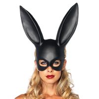 Эротическая маска кролика для ролевых игр черного цвета Leg Avenue