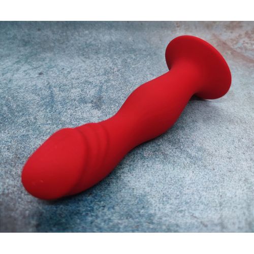 Анальна хвилеподібна пробка на присосці силіконова червоного кольору Loveshop