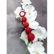 Анальні кульки червоного кольору з кільцем ручкою Loveshop Heart Ray довжина 150 мм