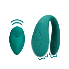Вибратор для пар с пультом управления изумрудного цвета Loveline