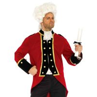 Мужской костюм капитана для ролевых игр красного цвета Leg Avenue размер XL 2 предмета