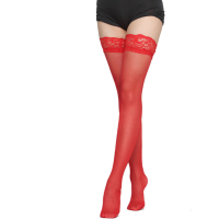 Классические чулки с кружевным верхом цвет красный Ben xi Lace Stockings размеры M-XXL