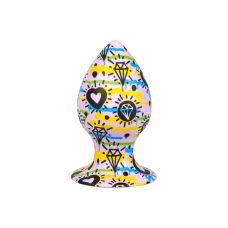 Анальна пробка на присосці силіконова з малюнком Loveshop розмір L