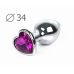 Анальная втулка металлическая с фиолетовой стразой в виде сердца Anal Jewelry Plugs L 80 мм D 34 мм вес 80г Анальная втулка металлическая с фиолетовой стразой в виде сердца Anal Jewelry Plugs L 80 мм D 34 мм вес 80г