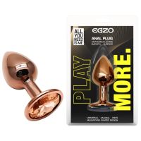 Анальна пробка золотиста з нержавіючої сталі із золотистим кристалом EGZO Round Plug розмір S
