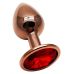 Анальна пробка золотиста із нержавіючої сталі з червоним кристалом EGZO Round Plug розмір S