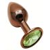 Анальна пробка золотиста з нержавіючої сталі із зеленим кристалом EGZO Round Plug розмір S