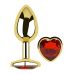 Анальна пробка золотиста з нержавіючої сталі із кристалом у формі серця червоним EGZO Heart Plug розмір S