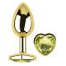 Анальна золота пробка з нержавіючої сталі з кристалом у формі серця салатовим EGZO Heart Plug розмір S