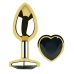 Анальна пробка золотиста з нержавіючої сталі із кристалом у формі серця чорним EGZO Heart Plug розмір S